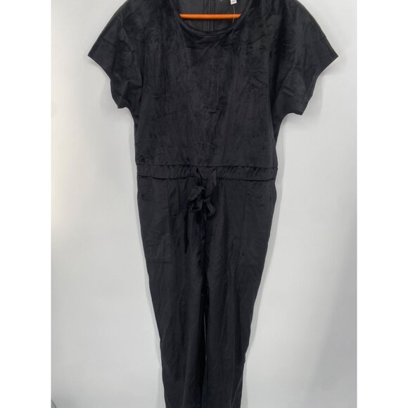 NWTNWT PIPER AND SCOOT VELVER JUMPSUIT BLACK SIZE SMALL WAIST DRAWSTRING - Picture 4 of 5